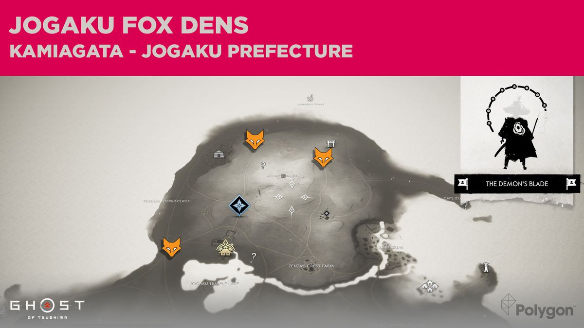 Ubicaciones de Fox Den en Jogaku en Ghost of Tsushima