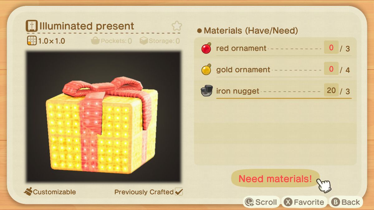 Una receta de Animal Crossing para un regalo brillante