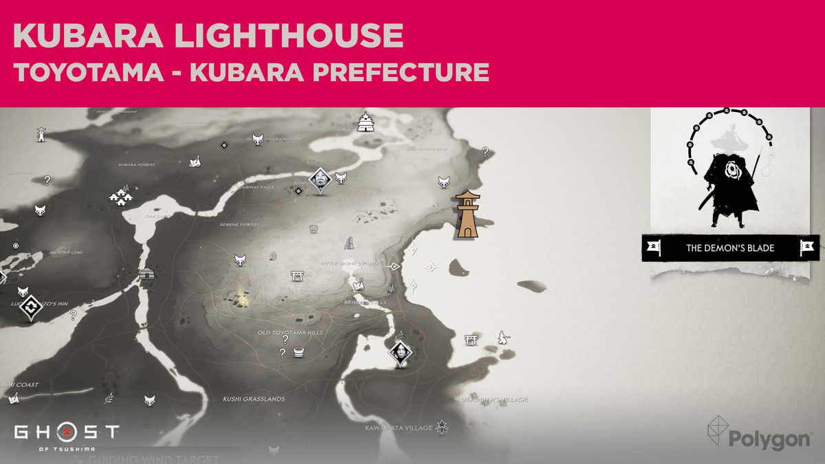 La ubicación del faro de Kubara en Ghost of Tsushima