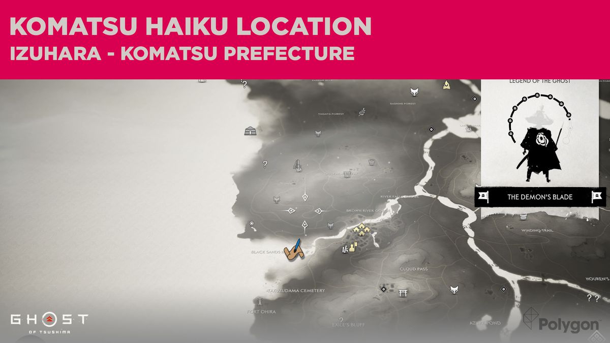 La ubicación del haiku de Komatsu en Ghost of Tsushima