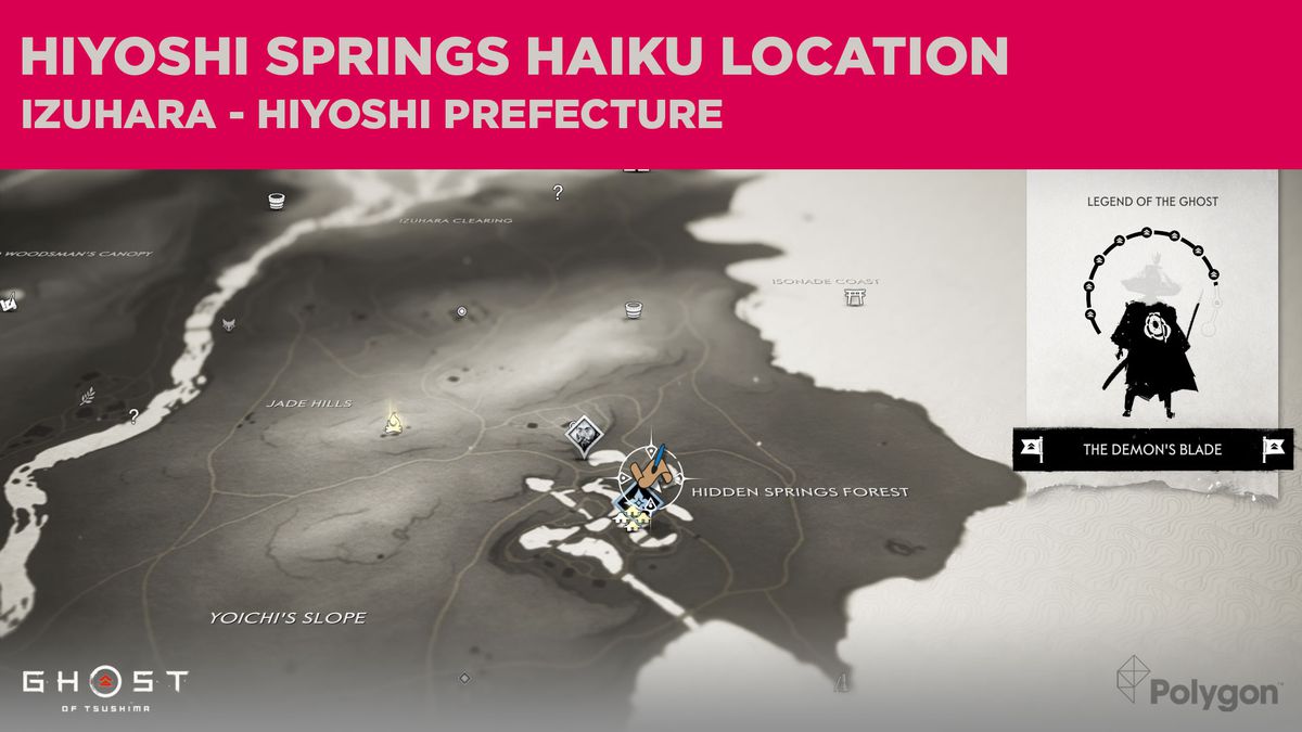 El haiku de Hiyoshi Springs en Ghost of Tsushima
