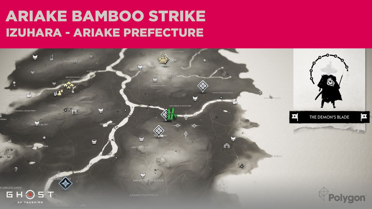 El sitio de Bamboo Strike en Ariake en Ghost of Tsushima