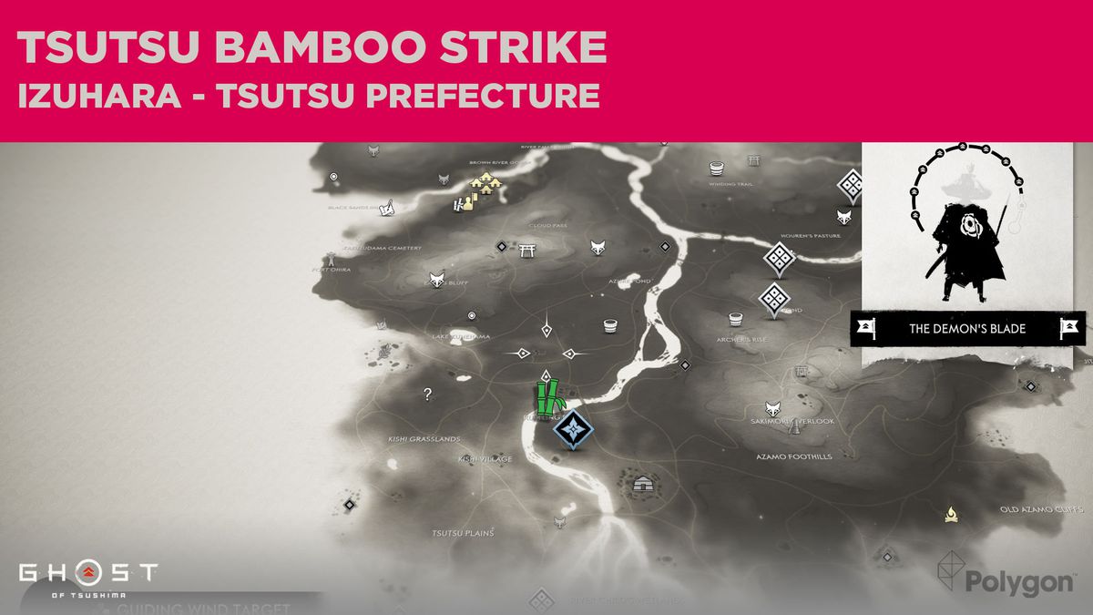 La ubicación del Bamboo Strike en Tsutsu en Ghost of Tsushima